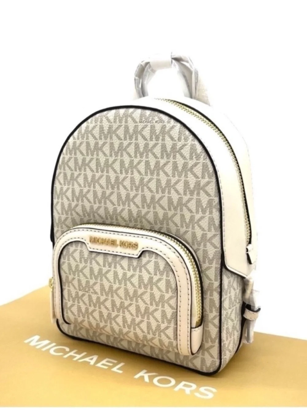 Michael Kors Jaycee Extra Small Convertible Zip Packet Backpack Cream/White